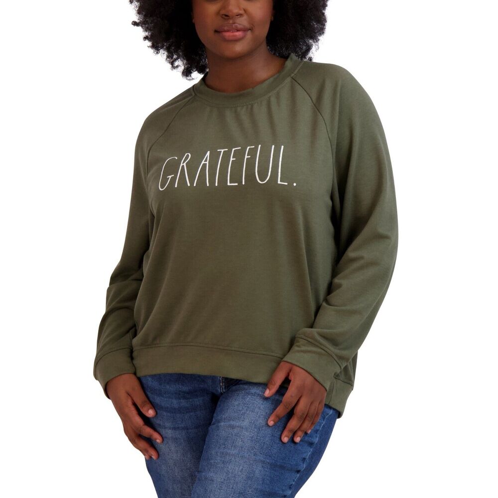 COPY - Women's "GRATEFUL" Rae Dunn Plus Size Studio Raglan Sweatshirt New In Pa…